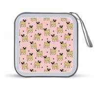 Funny Happy Pug Dog - Estuche organizador para CD con capacidad para 40 unidades, colección de DVD, bolsa de almacenamiento para coche, hogar, viajes