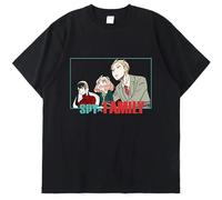 Funny Harajuku Anime Spy X Family Mens t-Shirt Summer Short Sleeve Manga Anya Forger Yor Forger Loid Forger Mens t-Shirts T-Shirt Black M