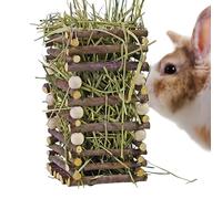 Funny Hay Rack - Wooden Small Animal Feeder, Natural Wood Feeders, Interactive Hays Racks for Rabbits and Rodents | Ideal for Indoor Outdoor Home Cage Pet Hamster Chinchilla Mouse Enrichment