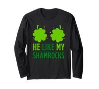 Funny He Likes My Shamrock, She Likes My Leprechaun Couples Manga Larga