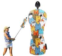 Funny Head Covers For Golf Clubs - Cartoon Cat PU Leather Driver Headcover, Waterproof Golfs Club Cover For Fairway Woods & Drivers, Durable & Functional Golf Gift For Men & Women