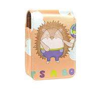 Funny Hedgehog It's a Boy - Estuche portátil para pintalabios para viajes, mini caja de almacenamiento de lápiz labial con espejo para mujeres y mujeres, bolsa de cosméticos de cuero, Varios colores, 9.5x2x7 cm/3.7x0.8x2.7 in