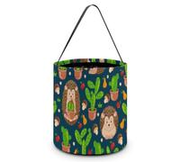 Funny Hedgehogs A-p-ple Cacti Halloween Trick Or Treat Party Favor Tote Bags Candy Basket Reusable Portable Bucket