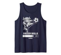 Funny Heifer FÚTBOL Habilidades Cargando Highland Cow Jugar Mujeres Camiseta sin Mangas