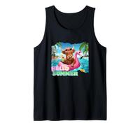 Funny Hello Summer Highland Cow Flamingo Natación Juvenil Niños Camiseta sin Mangas