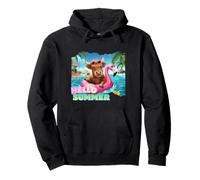 Funny Hello Summer Highland Cow Flamingo Natación Juvenil Niños Sudadera con Capucha