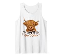 Funny Highland Cow desordenado Pelo no Importa Lindo Amante de la Vaca Camiseta sin Mangas