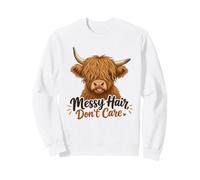 Funny Highland Cow desordenado Pelo no Importa Lindo Amante de la Vaca Sudadera