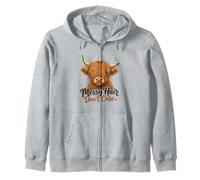 Funny Highland Cow desordenado Pelo no Importa Lindo Amante de la Vaca Sudadera con Capucha