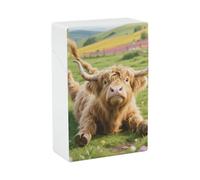 Funny Highland Cow - Estuche para cigarrillos de plástico duro con tapa abatible, delgado, tamaño de bolsillo, para 20 cigarrillos de tamaño King, impermeable, a prueba de aplastamientos, accesorios