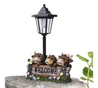 Funny Highland Cow, Garden Decor Figure, 9.45x3.15x14.57 Inches Resin Collectible with Solar Light Feature, Outdoor Patio Decoration, Lawn Balcony Ornament with Build, Cattle Garden Art for Ya