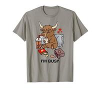 Funny Highland Cow Im Busy Boba Tea Snacks Zoo Niños Niñas Camiseta