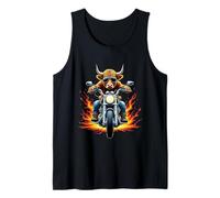 Funny Highland Cow Montando Una Motocicleta Highland Cow Lovers Camiseta sin Mangas