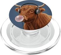 Funny Highland Cow Music Lover Bubblegum Zoo Niños Niñas Niños PopSockets PopGrip para MagSafe