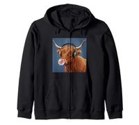 Funny Highland Cow Music Lover Bubblegum Zoo Niños Niñas Niños Sudadera con Capucha