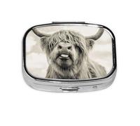 Funny Highland Cow, pastillero con 2 compartimentos, organizador portátil