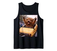 Funny Highland Cow Roller Coaster Meme Silly Graphic Camiseta sin Mangas