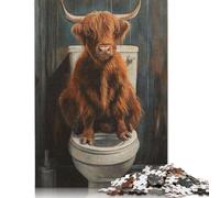 Funny Highland Cow Toilet Puzzles Imposible,desafío para Adultos Juego Educativo 1000 Piezas Obra De Arte De Juego De para Adultos Y Niños Mayores De 12 Años 1000pcs (75x50cm)