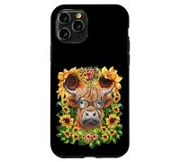 Funny Highland Cow with Sunflowers For Teacher Scottish Cow Carcasa para iPhone 11 Pro