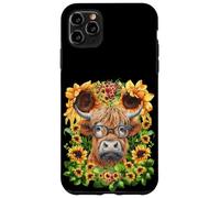 Funny Highland Cow with Sunflowers For Teacher Scottish Cow Carcasa para iPhone 11 Pro MAX