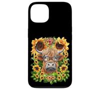 Funny Highland Cow with Sunflowers For Teacher Scottish Cow Carcasa para iPhone 13