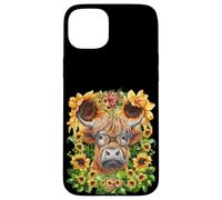 Funny Highland Cow with Sunflowers For Teacher Scottish Cow Carcasa para iPhone 15 Plus
