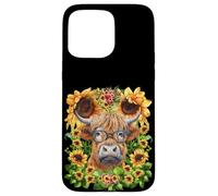 Funny Highland Cow with Sunflowers For Teacher Scottish Cow Carcasa para iPhone 15 Pro MAX