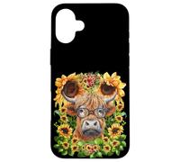 Funny Highland Cow with Sunflowers For Teacher Scottish Cow Carcasa para iPhone 16 Plus