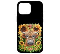 Funny Highland Cow with Sunflowers For Teacher Scottish Cow Carcasa para iPhone 16 Pro MAX