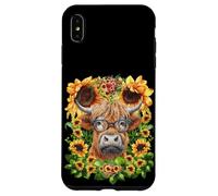 Funny Highland Cow with Sunflowers For Teacher Scottish Cow Carcasa para iPhone XS MAX