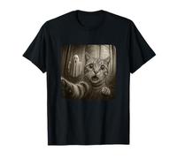 Funny Hilarious Halloween Cat Selfie Spooky Ghost and Cat Camiseta