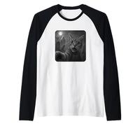 Funny Hilarious Halloween Cat Selfie Spooky Ghost and Cat Camiseta Manga Raglan