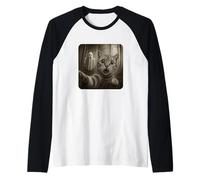 Funny Hilarious Halloween Cat Selfie Spooky Ghost and Cat Camiseta Manga Raglan