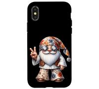 Funny Hippie GNOME Men 70s with Groovy Dress Peace Hand Carcasa para iPhone X/XS