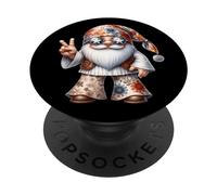 Funny Hippie GNOME Men 70s with Groovy Dress Peace Hand PopSockets PopGrip Adhesivo
