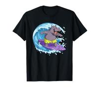 Funny Hippo está surfeando una Ola del océano 1 - Fan Fun Camiseta