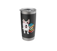 Funny Hipster Read Books Glasses Bull Terrier Lover Vaso térmico de acero inoxidable de doble pared