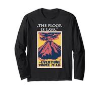 Funny History Lovers El piso es lava el volcán Pompeya Manga Larga