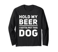 Funny Hold My Beer Pet Dog Lover Perros Cervezas Beber Humor Manga Larga
