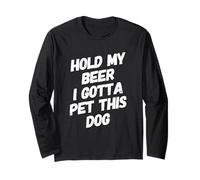 Funny Hold My Beer Pet Dog Lover Perros Cervezas Beber Humor Manga Larga