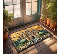 Funny Home Decor Barcelona Castle: A Fairytale Fantasy In Golden Lights Felpudo para hombre, cueva, cocina, estilo granja (50 x 80 cm)