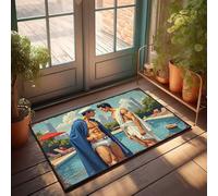 Funny Home Decor City Poolside Encounters: A Classic Swimwear Tale Doormat Man Cave Stuff Kitchen Rugs Farmhouse Style (40 x 60 cm)