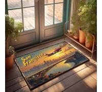 Funny Home Decor San Francisco Sunset Flight Adventure Felpudo de bienvenida para puerta delantera al aire libre antideslizante (40 x 60 cm)