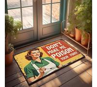 Funny Home Decor Vintage Housewife Warning: Don'T Make Me Poison Your Food! Felpudo de bienvenida para puerta delantera y exterior antideslizante (40 x 60 cm)