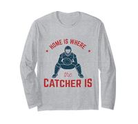 Funny Home is Where The Catcher Is Amante del béisbol para Adultos y niños Manga Larga