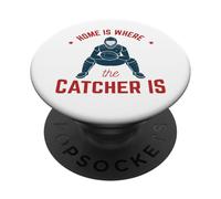 Funny Home is Where The Catcher Is Amante del béisbol para Adultos y niños PopSockets PopGrip Adhesivo