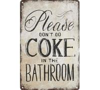 Funny Home - Letrero de metal para decoración de pared, con texto en inglés "Please Don't Do Coke In The Bath", 20,3 x 30,5 cm, color beige