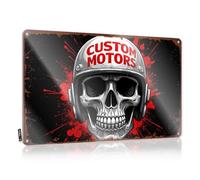 Funny Home Sign Custom Motors: The Ultimate Motorcycle Helmet Design - Letrero de hojalata para bar al aire libre (20 x 30 cm)