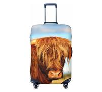 Funny Horse in The Stall - Funda protectora de equipaje de viaje, lavable, fundas de equipaje para maleta con cremallera y hebilla, funda de equipaje de 28 pulgadas, Funny Highland Cow, M