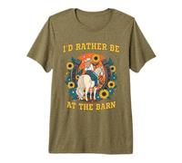 Funny Horse Lover, I'D Rather Be At The Barn Camiseta Premium